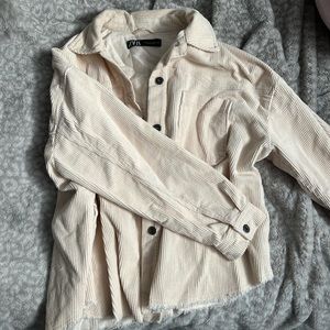 ZARA CORDUROY BIEGE BUTTON-UP SHIRT